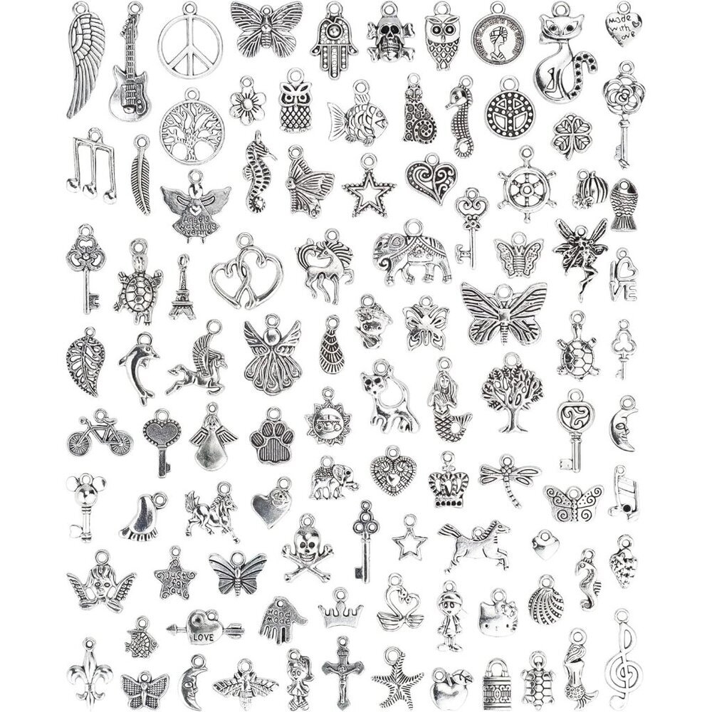 Wholesale Bulk Lots Jewelry Making Silver Charms Mixed Smooth Tibetan Silver Met
